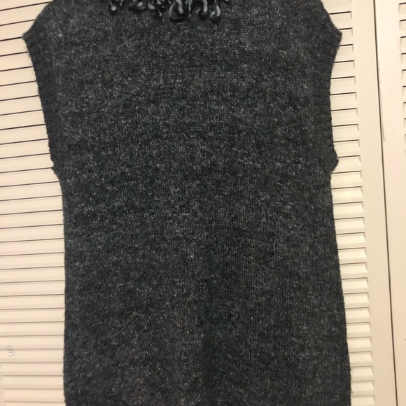 Ponsesa NWOT Fringe Collar Open Front Cardigan Vest- Size Large - Picture 9 of 9